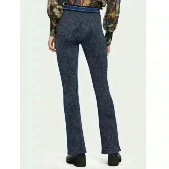 Scotch & Soda Flared Lurex Pants High Rise Metallic Knit Stretch Size S - Picture 2 of 12